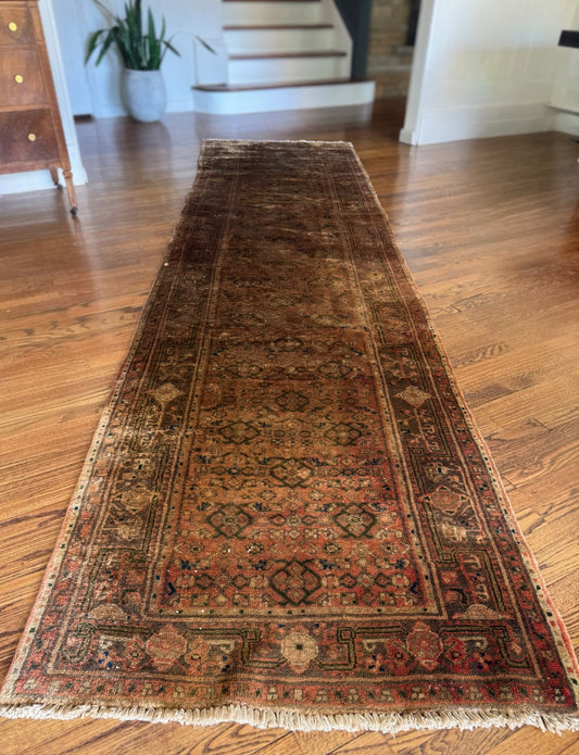 Antique “Golden Ghost” Malayer Runner Circa 1890–1910 | 3’6” × 13’ | Handwoven in Western Persia
