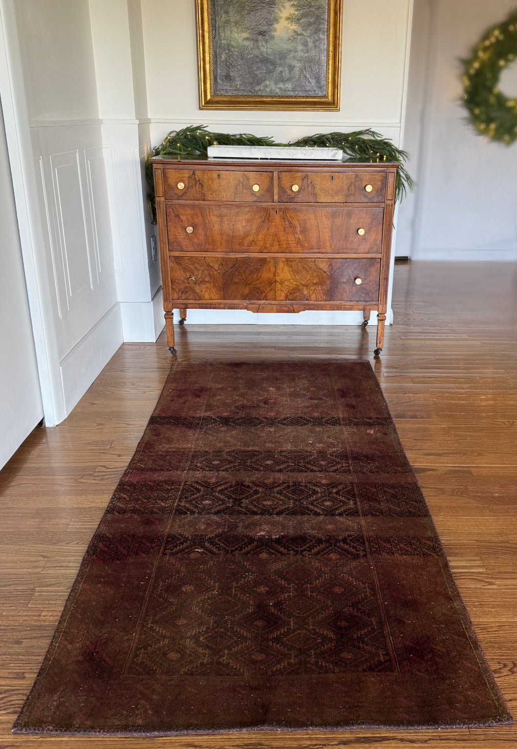 Vintage Raisin Baluch Runner 3’1 x 6’2 Circa 1910–1930