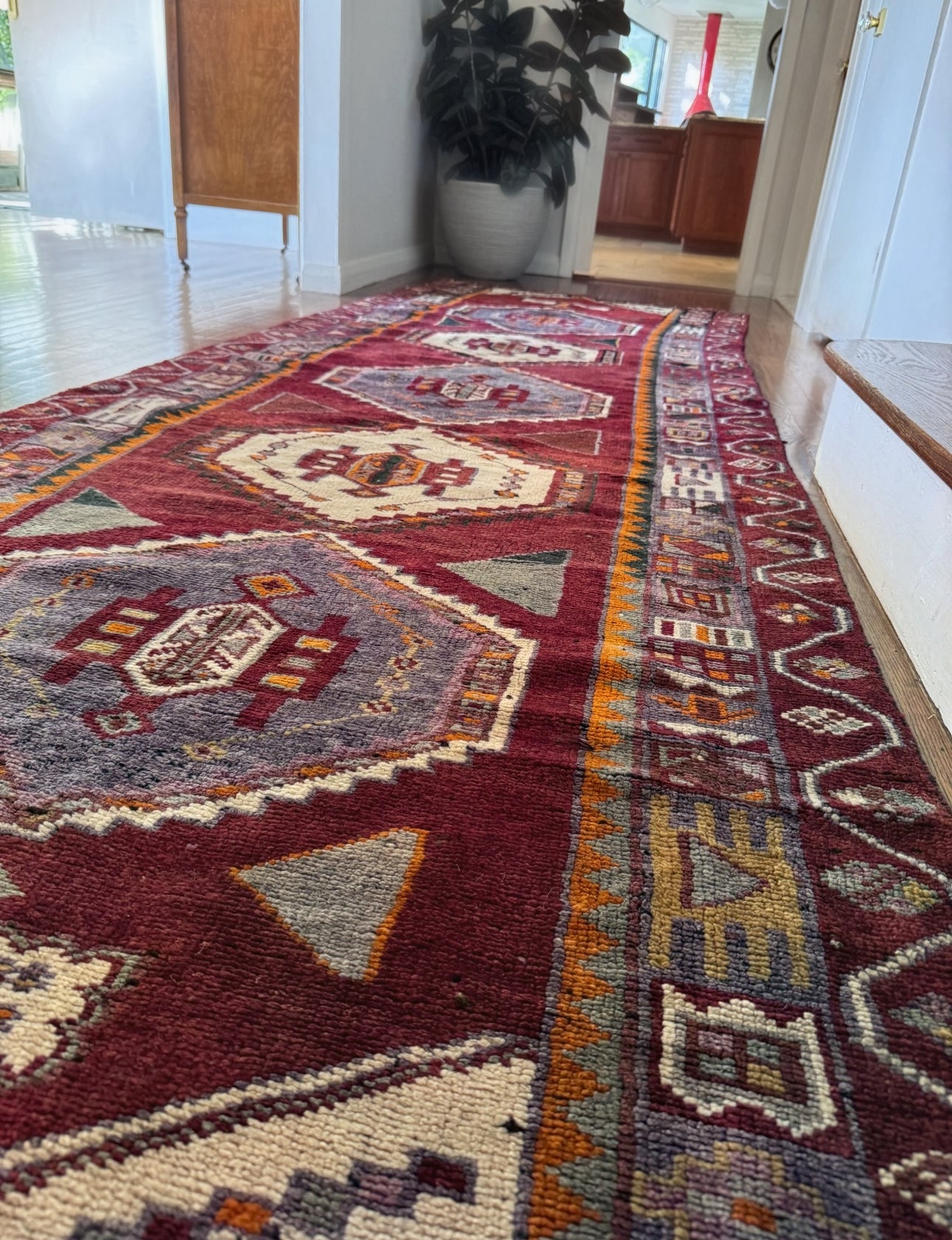 Vintage Handmade Anatolian wool runner 4’ X 12’ 3