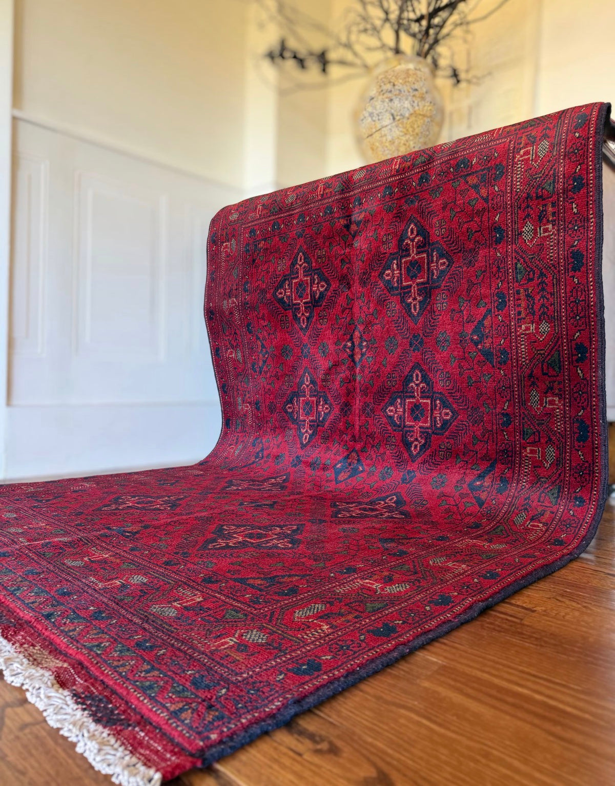 Vintage Claret Quatrefoil Rug 4’2” × 6’9” Circa 1965-1980