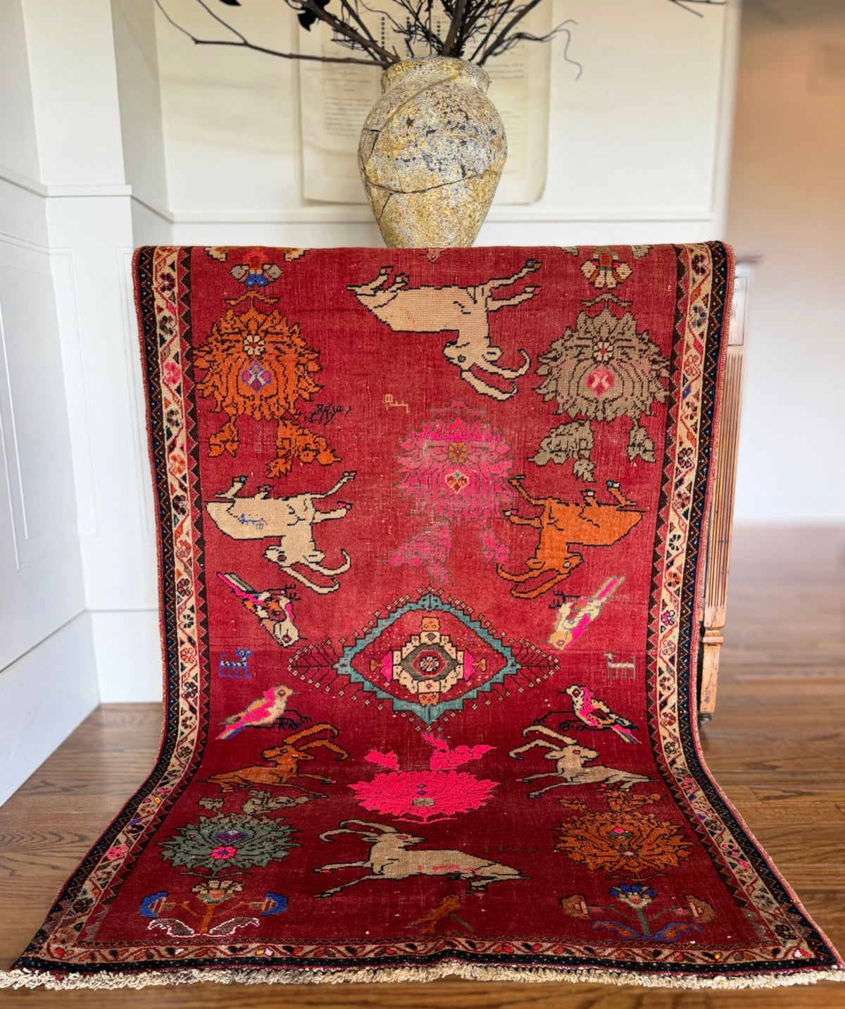 Vintage Menagerie Circus Rug 3′4″ × 5′3″ circa 1940-1960